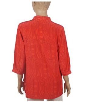 Short Silk Shirt - Red Paisley