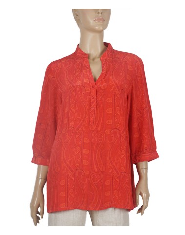 Short Silk Shirt - Red Paisley