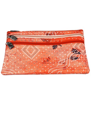 3 Zip Pouch - Orange Bandhani