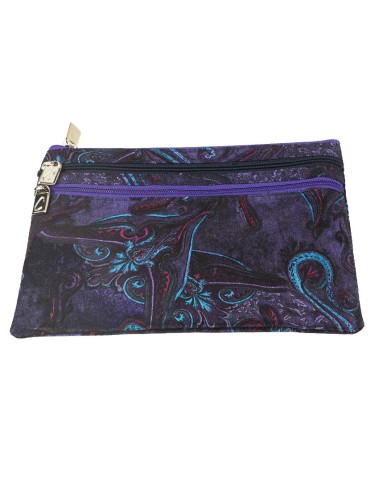 3 Zip Pouch - Navy Blue Paisley