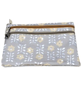 3 Zip Pouch - Yellow Flowers