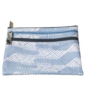 3 Zip Pouch - Light Blue Zig Zag