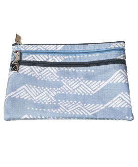 3 Zip Pouch - Light Blue Zig Zag