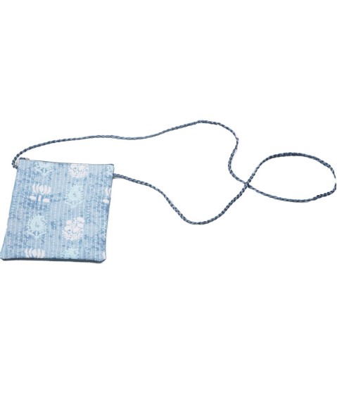 Sling Bag - Blue Paisley With White Tulip