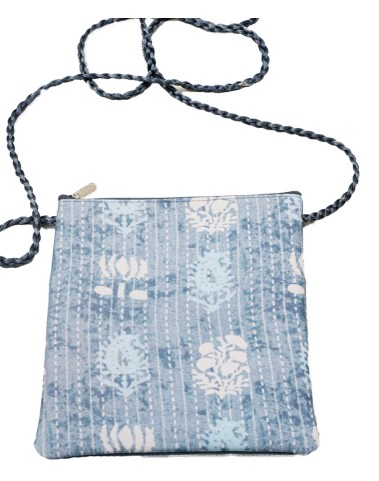 Sling Bag - Blue Paisley With White Tulip