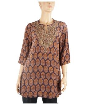Antique Silk Kurti - Golden Embroidery 