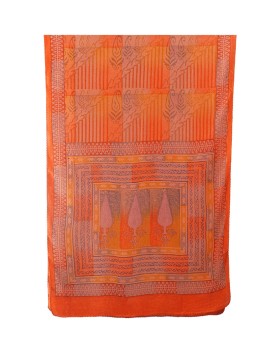 Crepe Silk Scarf - Orange Paisley