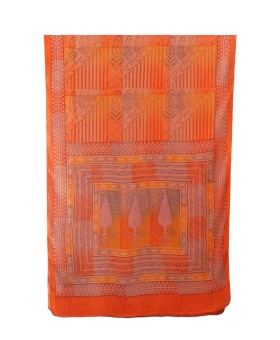 Crepe Silk Scarf - Orange Paisley