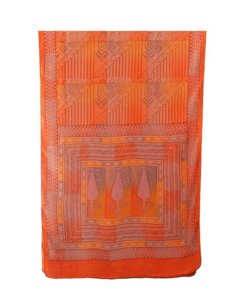 Crepe Silk Scarf - Orange Paisley