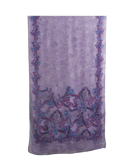 Crepe Silk Scarf - Lavender Paisley