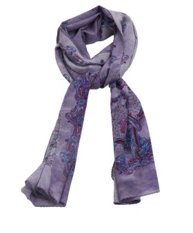 Crepe Silk Scarf - Lavender Paisley