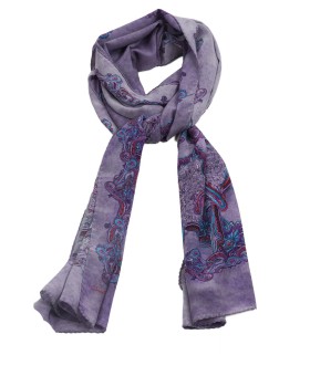 Crepe Silk Scarf - Lavender Paisley