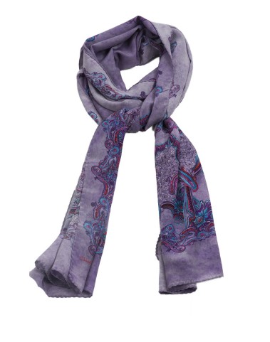 Crepe Silk Scarf - Lavender Paisley