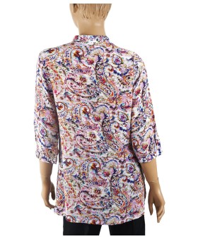 Short Silk Shirt - Pink And Purple Paisley