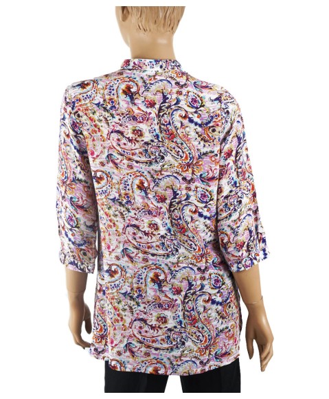 Short Silk Shirt - Pink And Purple Paisley