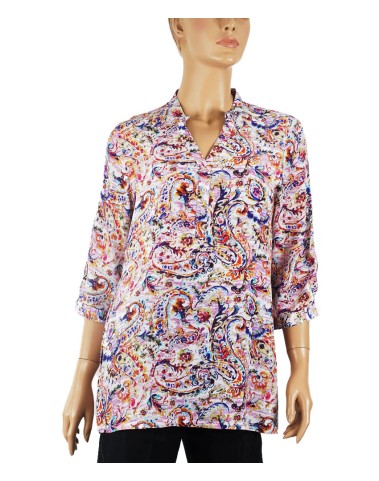 Short Silk Shirt - Pink And Purple Paisley