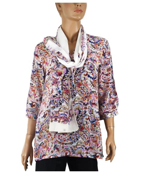 Short Silk Shirt - Pink And Purple Paisley