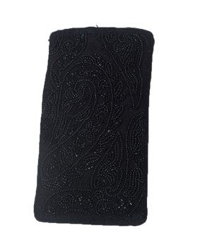 Mobile Case - Black Bead Embroidered 