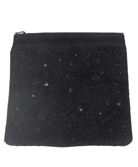 Square Theli - Black Floral Bead Work
