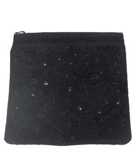 Square Theli - Black Floral Bead Work
