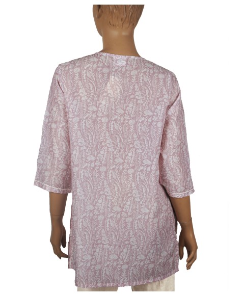 Casual Kurti - White Paisley Embroidery 