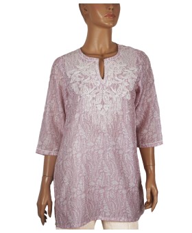 Casual Kurti - White Paisley Embroidery 
