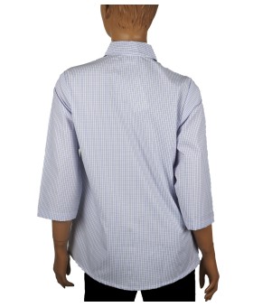 Casual Kurti - Blue Checks With Embroidery 