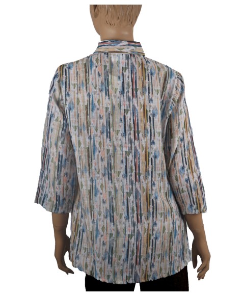Casual Kurti - Green And Blue Stripes 