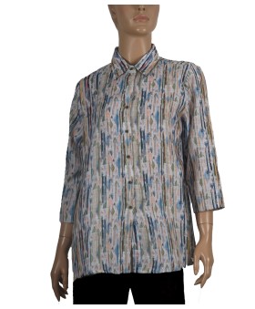 Casual Kurti - Green And Blue Stripes 