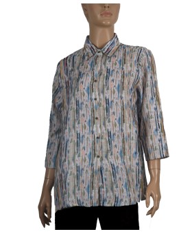 Casual Kurti - Green And Blue Stripes 