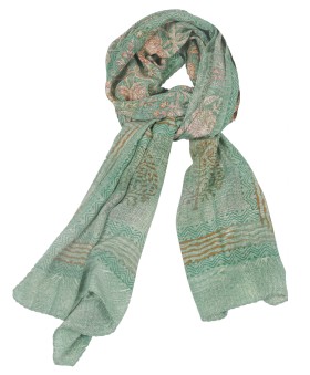 Crepe Silk Scarf - Orange Flowers