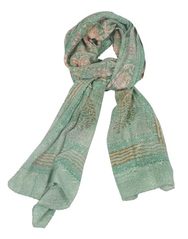 Crepe Silk Scarf - Orange Flowers