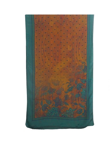 Crepe Silk Scarf - Green Leaf