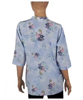 Long Silk Shirt - Pretty Blue Floral