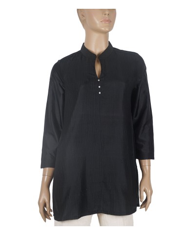 Silk Shirt - Black Pintuck