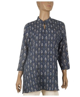 Casual Kurti- Midnight Bloom printed Kurti