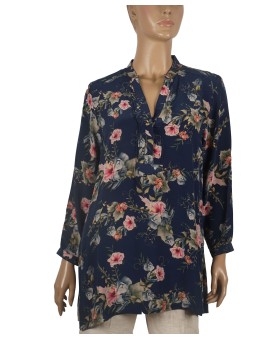Long Silk Shirt - Pink Floral