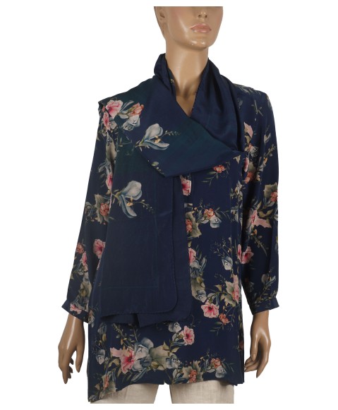 Long Silk Shirt - Pink Floral Long Silk Shirt - Pink Floral