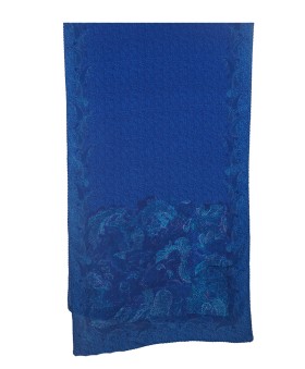 Crepe Silk Scarf - Blue Abstract 