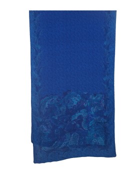 Crepe Silk Scarf - Blue Abstract 