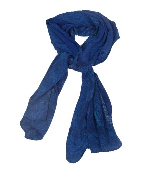 Crepe Silk Scarf - Blue Abstract 