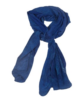 Crepe Silk Scarf - Blue Abstract 