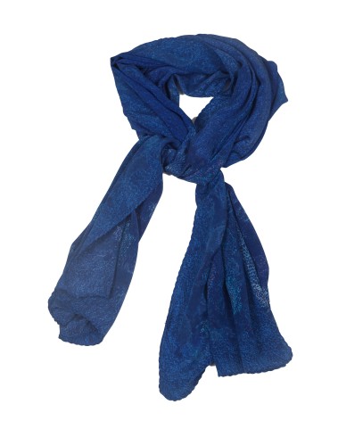 Crepe Silk Scarf - Blue Abstract 