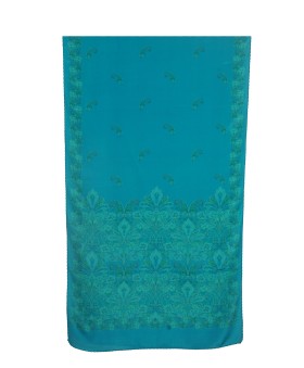 Crepe Silk Scarf - Aqua Blue Paisley