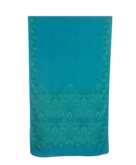 Crepe Silk Scarf - Aqua Blue Paisley