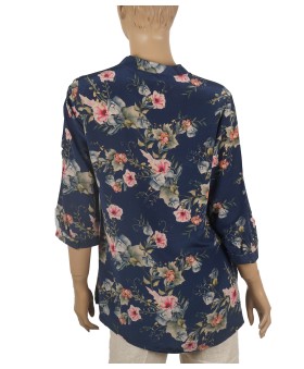Short Silk Shirt - Pink Roses