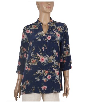 Short Silk Shirt - Pink Roses