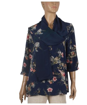 Short Silk Shirt - Pink Roses