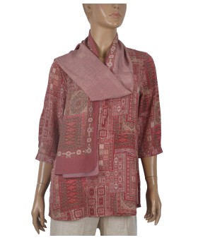 Short Silk Shirt -Maroon Ethnic Print 