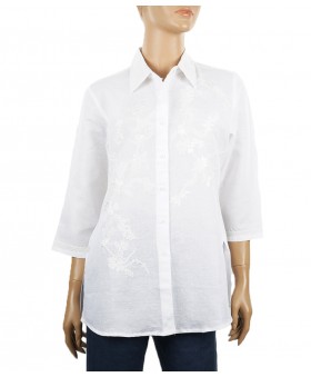 Casual Shirt - White Embroidered